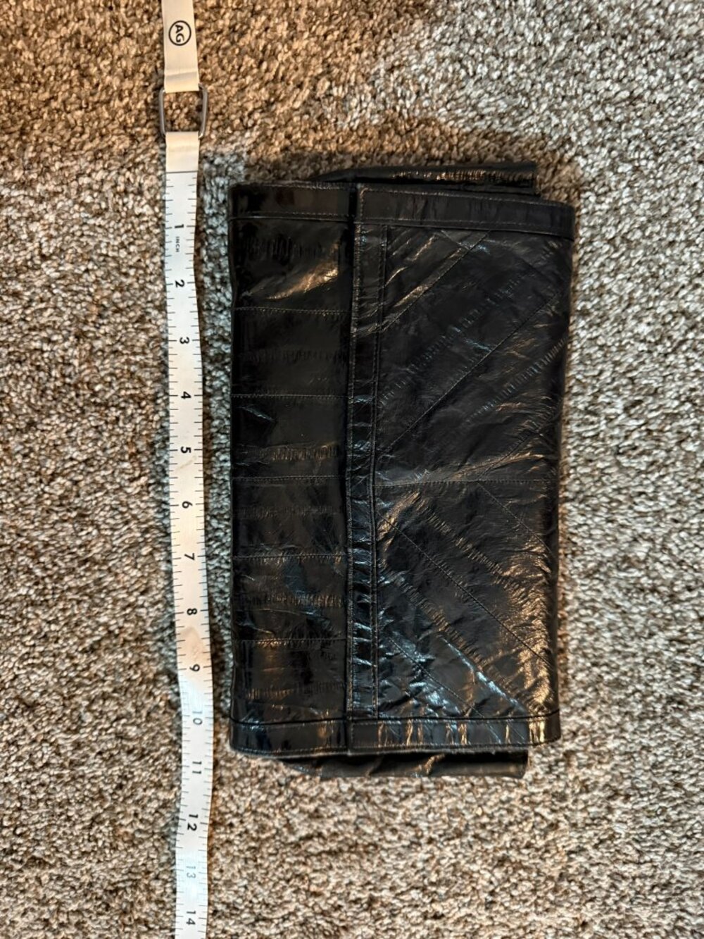 Vintage Han Kook Black Eel Skin Leather Envelope Clutch Wallet